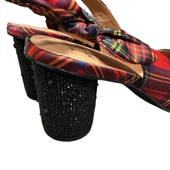 Torrid Red Plaid Heels with Black Beaded Block Heel - Picture 5 of 9